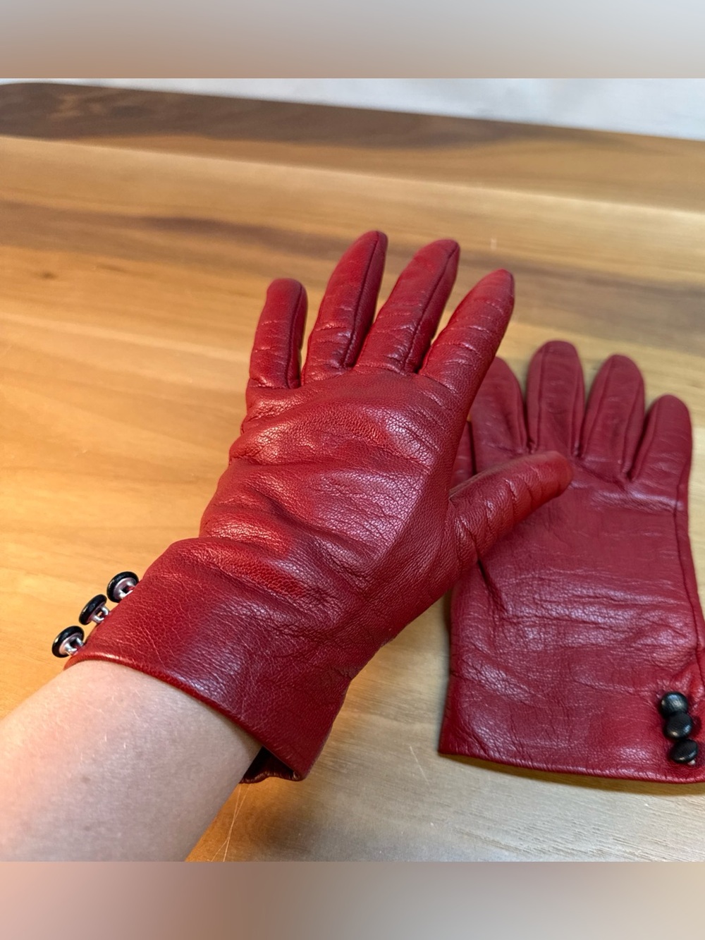 Fownes Women’s Genuine Leather Gloves Sz S Red Cashmere‎ Lined Driving Classic